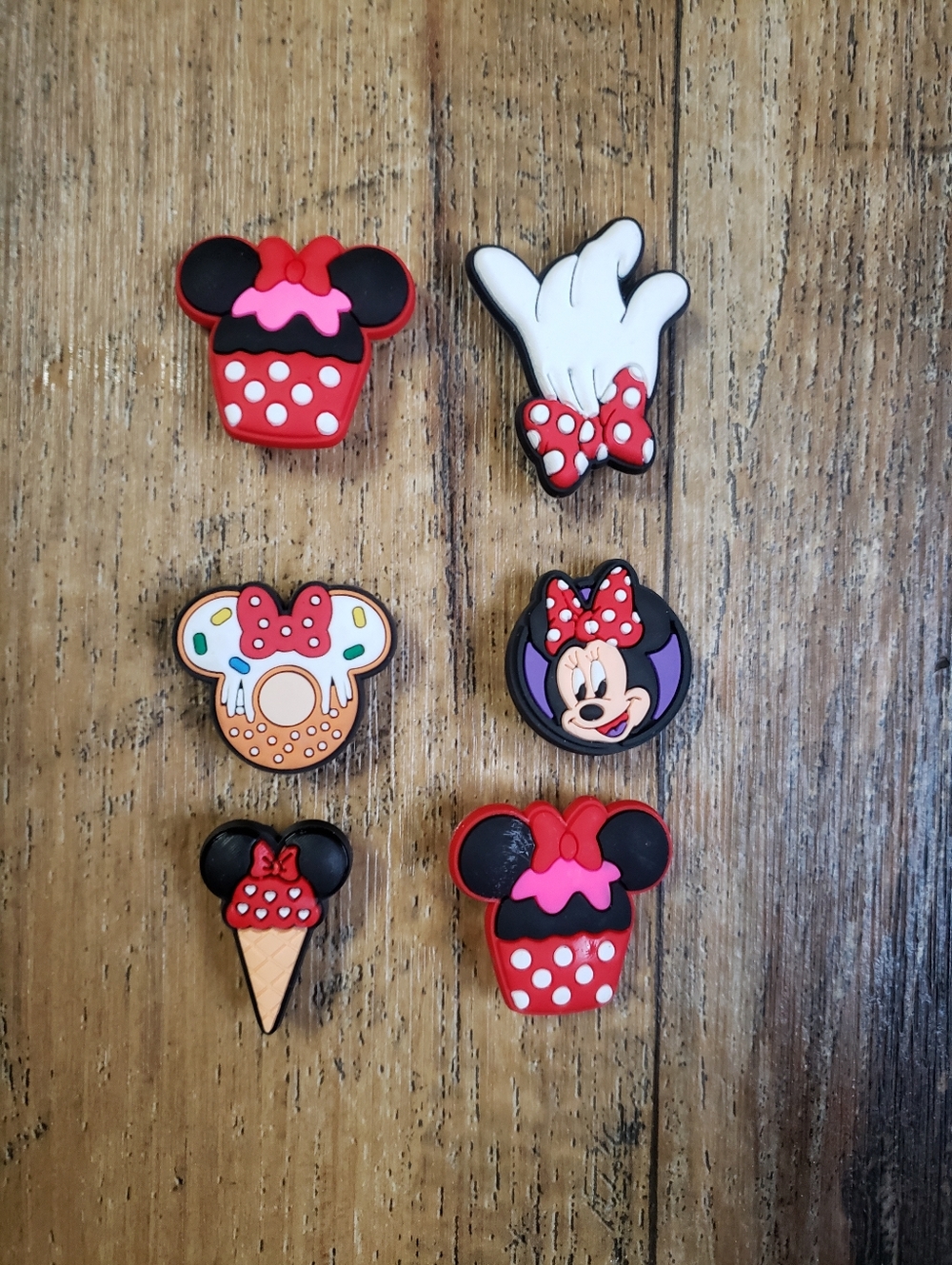 Minnie Mouse Red Polka  Dot Assorted Croc Charms Set